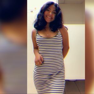 Nice white an dark blue dress